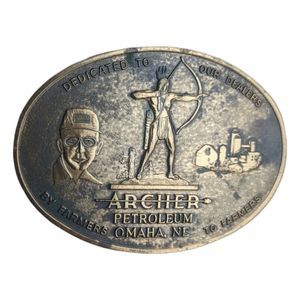 Archer Petroleum of Omaha Nebraska Vintage 1987 belt buckle PATINA